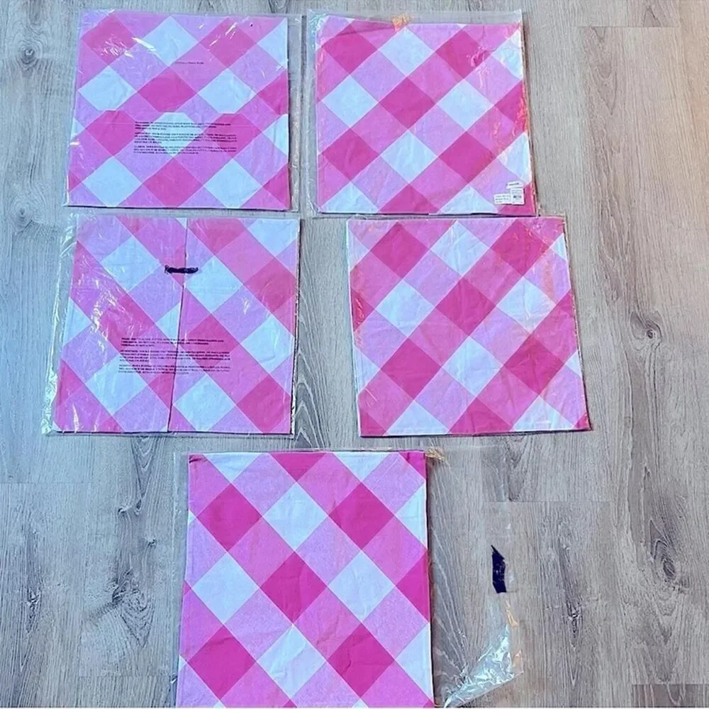 🆕 NWT PB Kids Pink Gingham Plaid Pillow cover Buffalo Check Square Pillow Cases